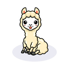 Cute little alpaca cartoon sitting