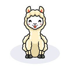 Cute little alpaca cartoon sitting