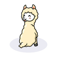 Cute little alpaca cartoon sitting