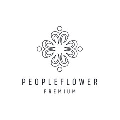 flower logo with human linear style icon on white backround