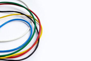LAN network connection ethernet cables on white