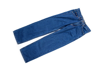 Blue jeans on white background.