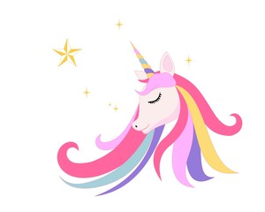 Unicorn head animation with rainbow color