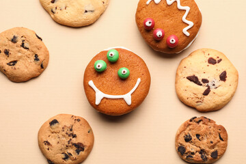 Funny cookies on light background
