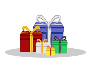 Colorful gift box with ribbon bow