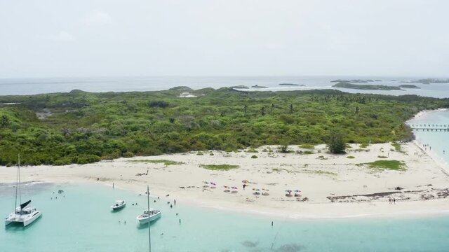 Uninhabited Tropical Island in Puerto Rico Ocean - Aerial