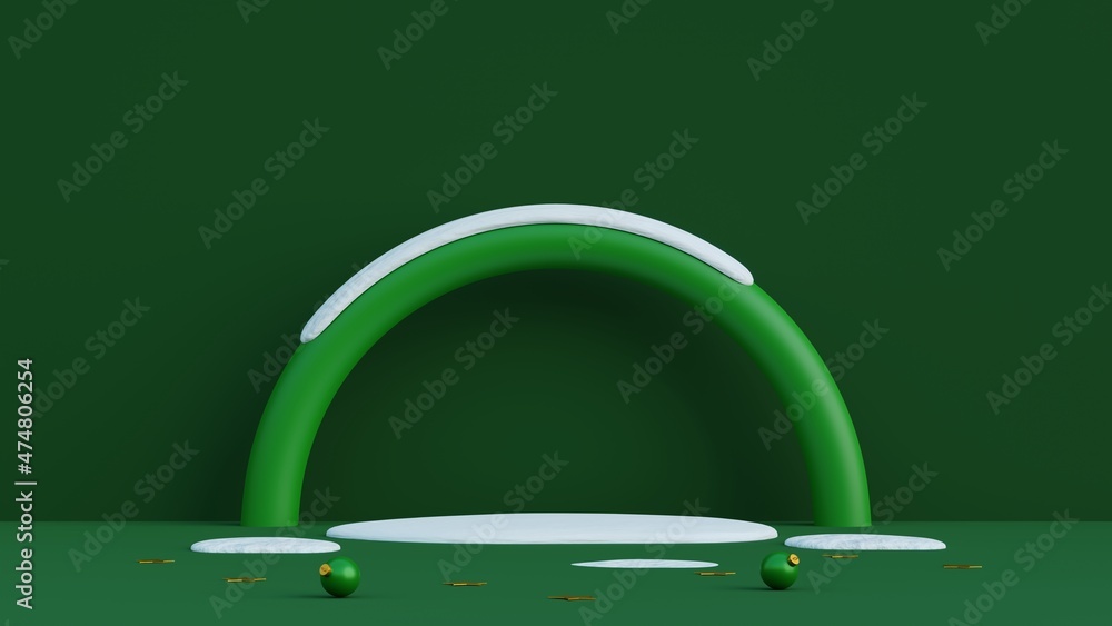 Poster minimal scene with pile of white snow on midnight green background.merry christmas and happy new yea