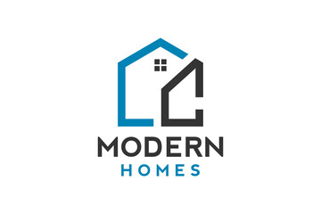 Logo design of C in vector for construction, home, real estate, building, property. Minimal awesome trendy professional logo design template.