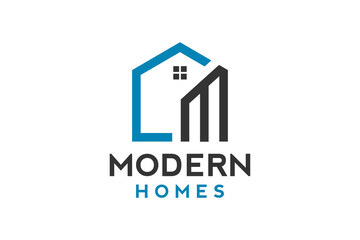 Logo design of M in vector for construction, home, real estate, building, property. Minimal awesome trendy professional logo design template.
