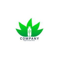 Usb Icon or Leaf Logo element template design\vector illustration