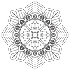 Leaf Flower Petal Coloring Mandala Art Simple Graphic Shape Vector Floral Oriental Outline Vintage Decorative Elements Pattern Illustration Islam Arabic Indian Turkish Mystic Religion Morals Lotus
