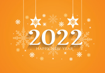 2022 Happy New Year card with christmas festive elements.