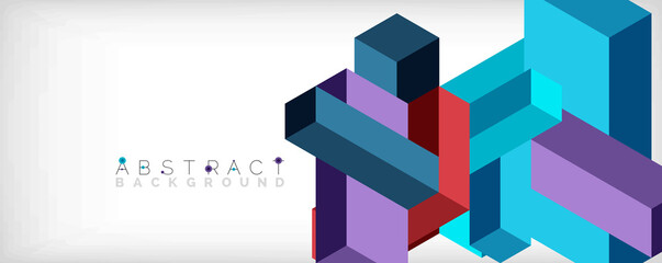Obraz premium Abstract background. 3d cubes, cubic elements and blocks. Techno or business concept for wallpaper, banner, background, landing page