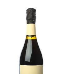 Bottle of champagne on white background