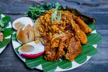 Popular Filipino food Seafood with Java rice