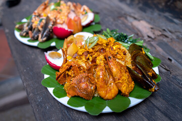 Popular Filipino food Seafood with Java rice