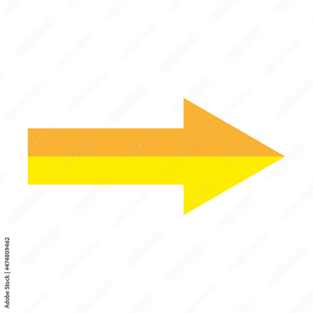 Poster yellow arrow right icon. realistic design. direction cursor sign. navigation concept. vector illustr