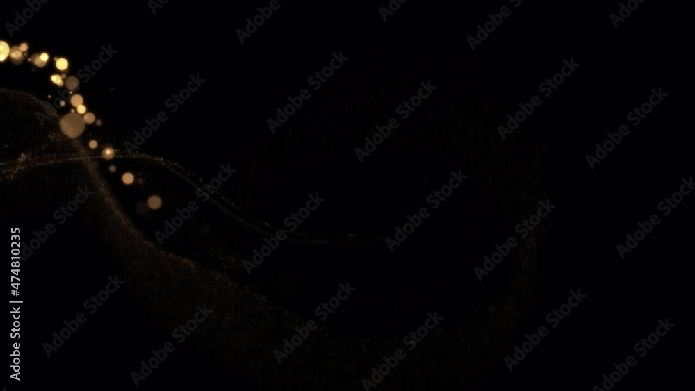 Wall mural particle glow trail. abstract golden line particles. element footage separate luma place on backgrou