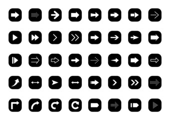 矢印　ボタン　セット　白黒