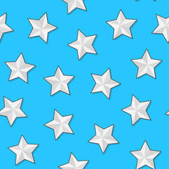 Stars Seamless Pattern On A Blue Background. Star Theme Vector Illustration