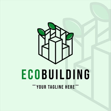 eco building logo vector illustration template icon graphic design. building and architecture with leaf nature for business and company