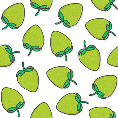 Strawberries Seamless Pattern On A White Background. Fresh Strawberry Illustration