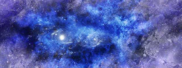 Obraz na płótnie Canvas Distant planet elements of this image furnished by NASA, Night landscape with colorful Milky Way background with stars, Beautiful Universe. Space.