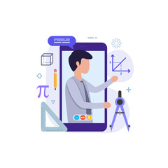 Mathematician online service or platform consultation vector illustration