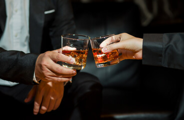 whiskey, for a friendly party in a bar or a restaurant.