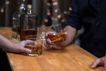 whiskey, for a friendly party in a bar or a restaurant.