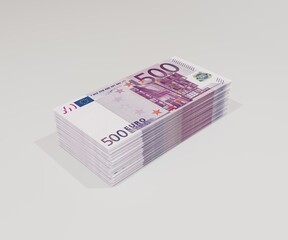 isolated 500 euro pile of money
