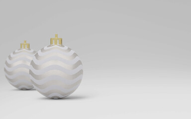 3D rendering christmas ball on silver background