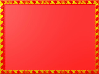 Happy Chinese New Year Background with golden oriental border ornament abstract pattern with...