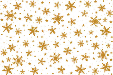 Abstract gold snowflakes background.