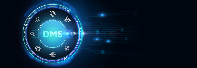 Document management DMS System Digital rights management. Business, Technology, Internet and network concept.3d illustration