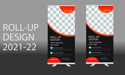 Business Roll Up banner design.Vector illustration, Roll up banner stand template design.
