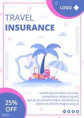 Travel Insurance Flyer Template Flat Design Illustration Editable of Square Background Suitable for Social media, Greeting Card and Web Internet Ads