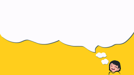 girl thinking with speech bubbles concept of paper art style vector 