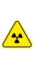 Radioactive warning hazard symbol yellow colour logo
