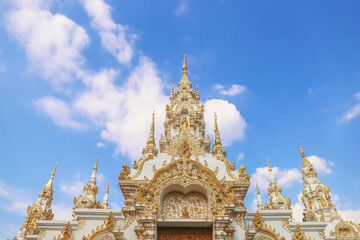 Fototapeta na wymiar Pagoda on top church of , Sri Don Mun Temple, Chiang Mai, Thailand