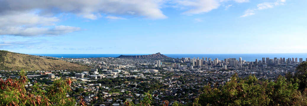 Hawaii, Oahu, Honolulu, View From Above With Diamond Head