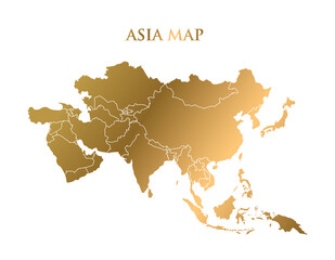 Obraz premium Gold asia map High Detailed on white background. Abstract design vector illustration