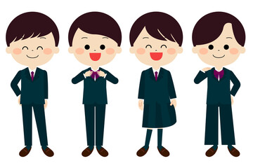 制服を着てポーズを取っている学生達