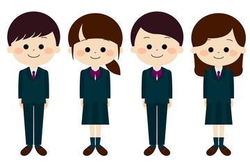 制服を着ている学生達