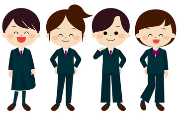 制服を着てポーズを取っている学生達