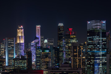 Obraz na płótnie Canvas City view at Singapore central area at night.