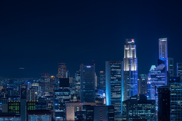 Fototapeta na wymiar City view at Singapore central area at night.