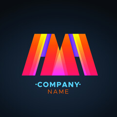 This an abstract colorful M letter Vector logo for Business Company, Brand Logo, abstract colorful illustration