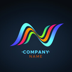 This an abstract colorful N letter Vector logo for Business Company, Brand Logo, abstract colorful illustration