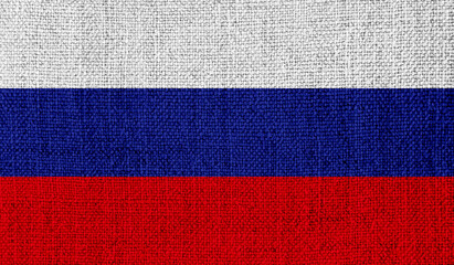 Russia flag on knitted fabric